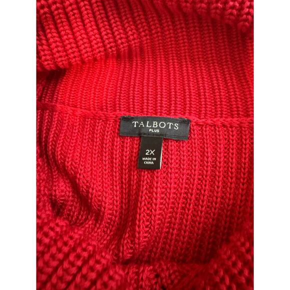 Talbots Plus Red Chevron  Stitch  Split Neck Size 2X - Picture 9 of 9